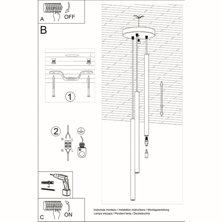 Lampa suspendata PASTELO 3P alb SL.0467