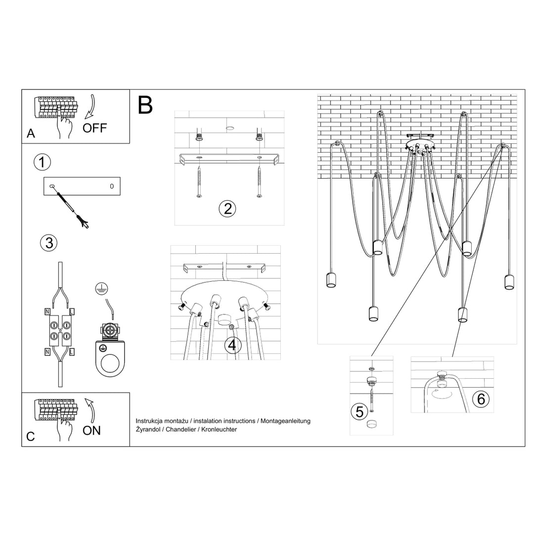 Candelabru EDISON 5 negru SL.0371