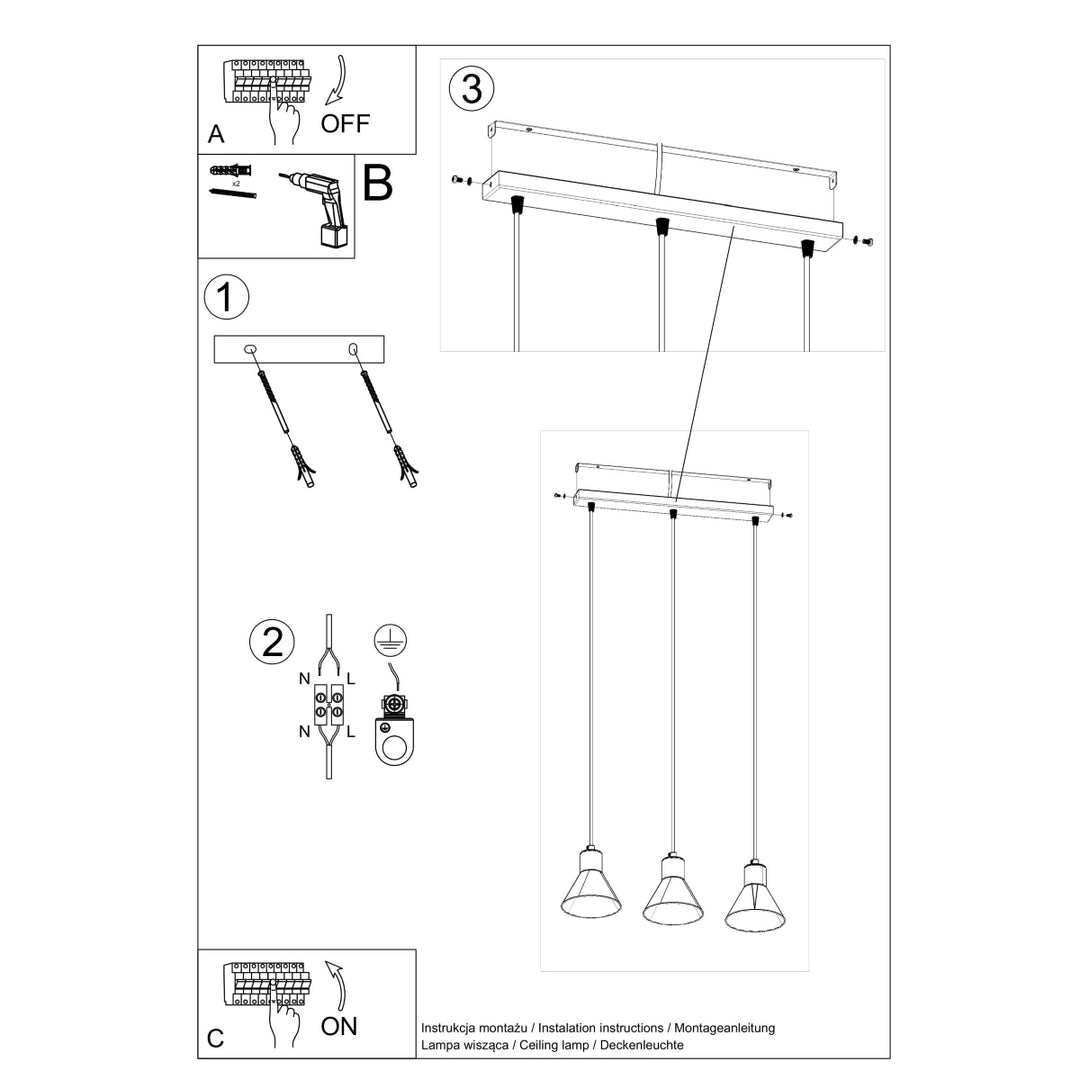 Lampa suspendata TALEJA 3 negru [ES111] SL.0990