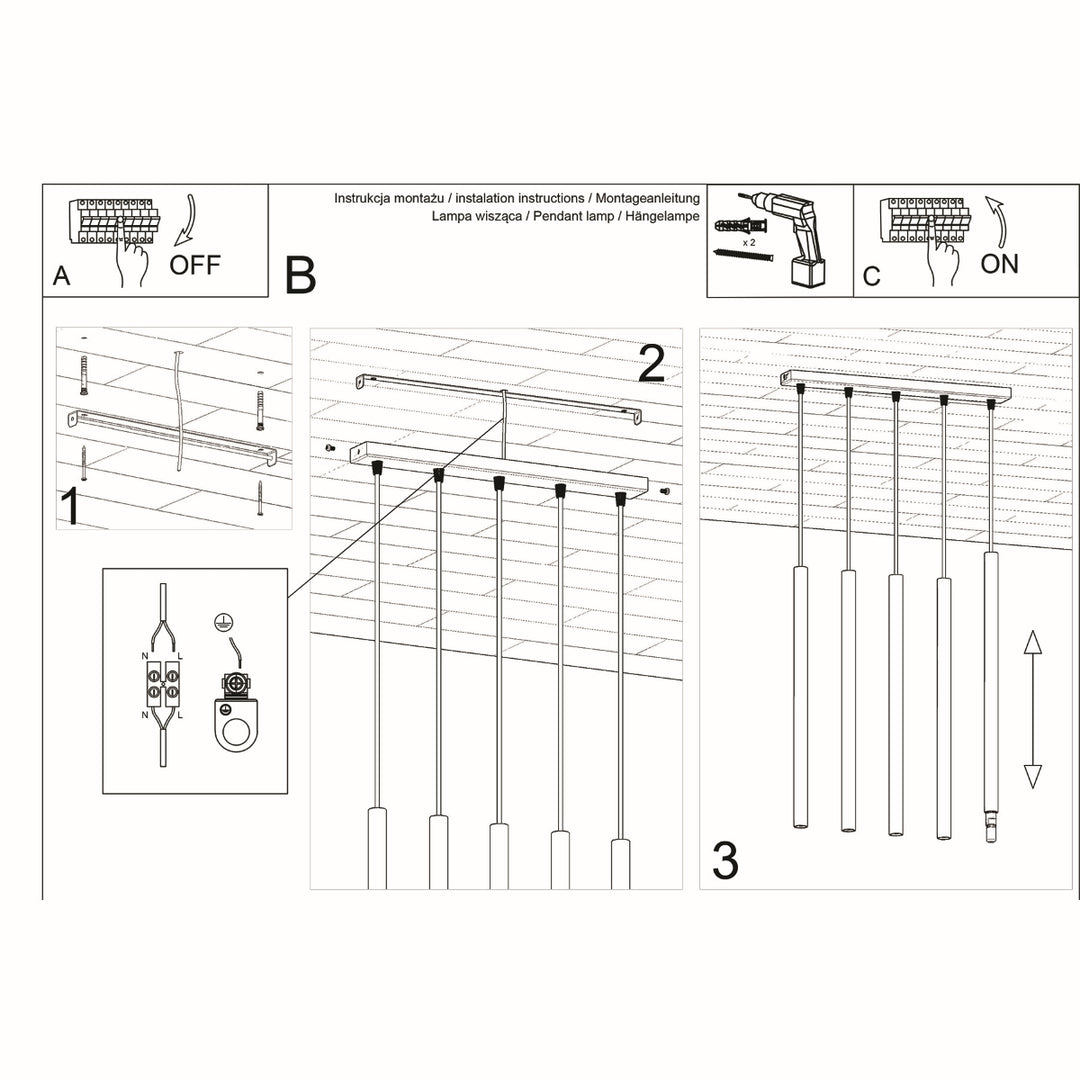 Lampa suspendata PASTELO 5 alb SL.0468