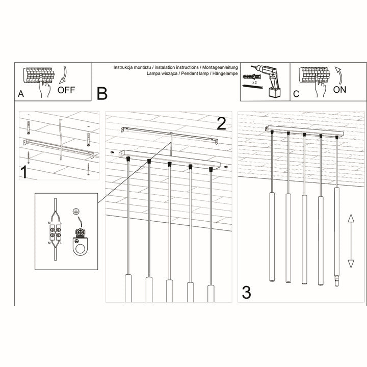 Lampa suspendata PASTELO 5 negru SL.0472