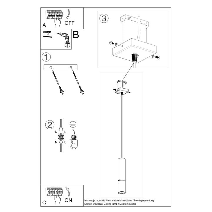 Lampa suspendata LOOPEZ 1 negru/auriu SL.0952