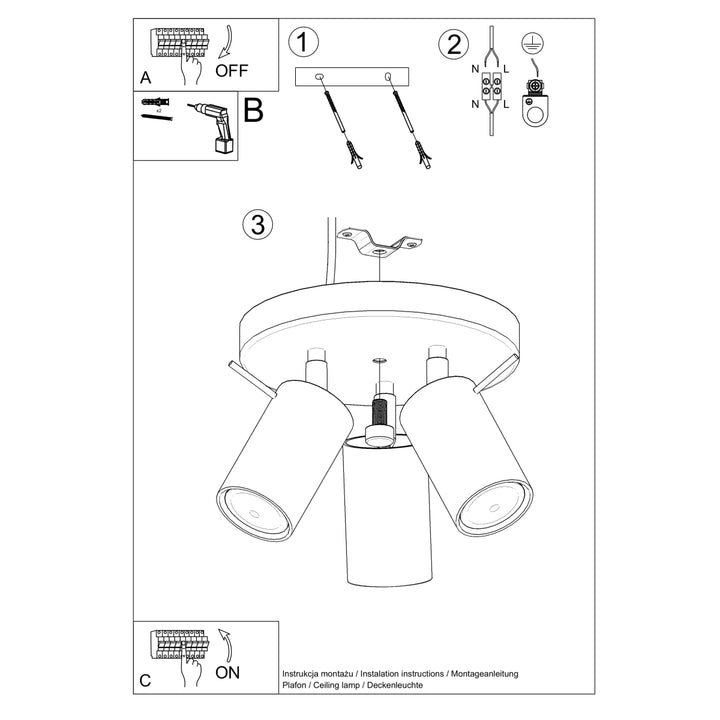 Plafoniera RING 3P negru SL.1016