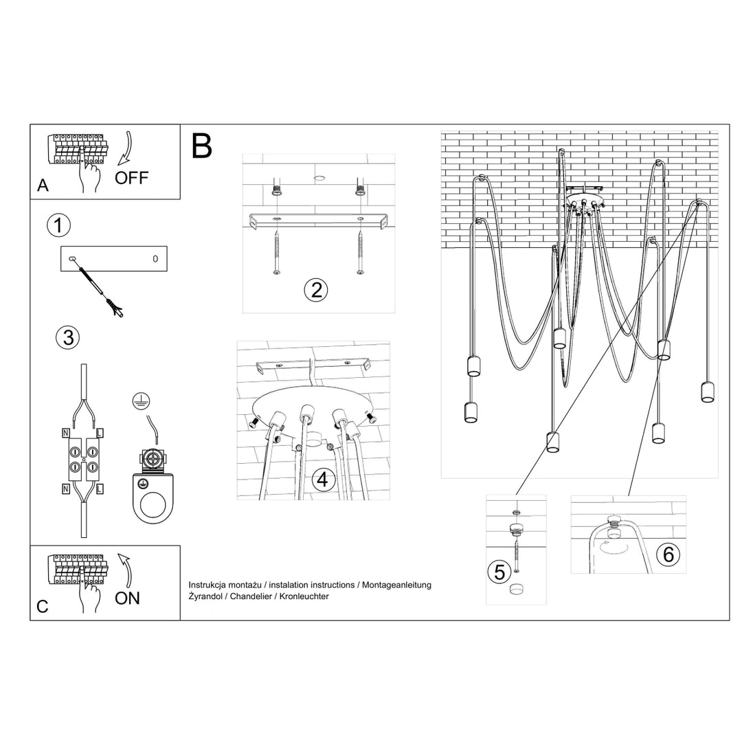 Candelabru EDISON 7 negru SL.0372