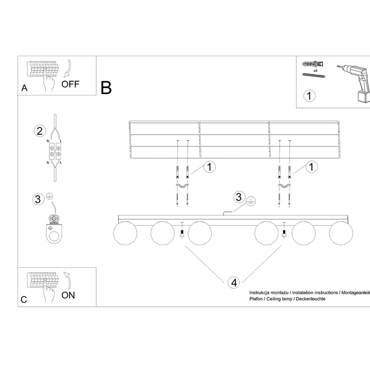 Plafoniera YOLI 6 alb SL.1150