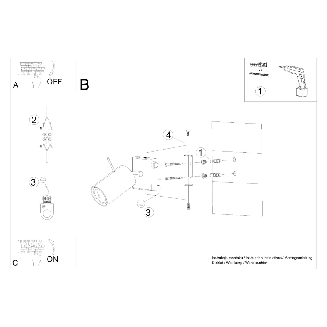 Aplica de perete RING negru un comutator SL.1049