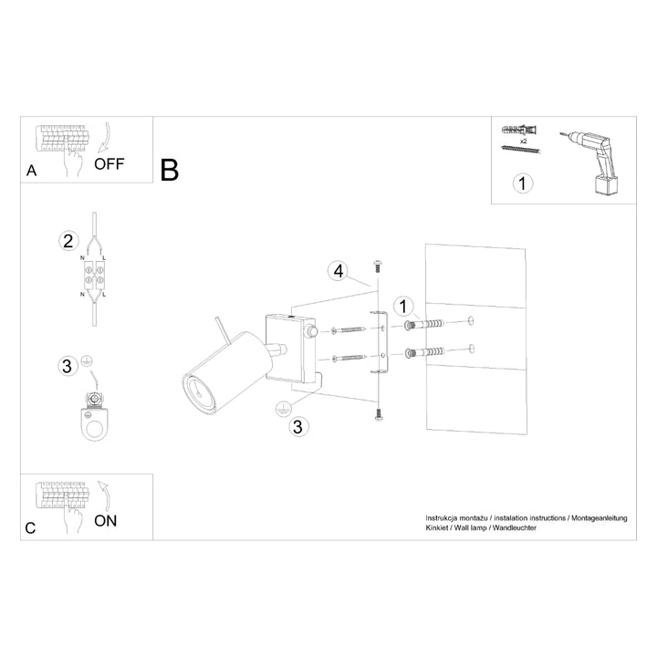 Aplica de perete RING negru un comutator SL.1049