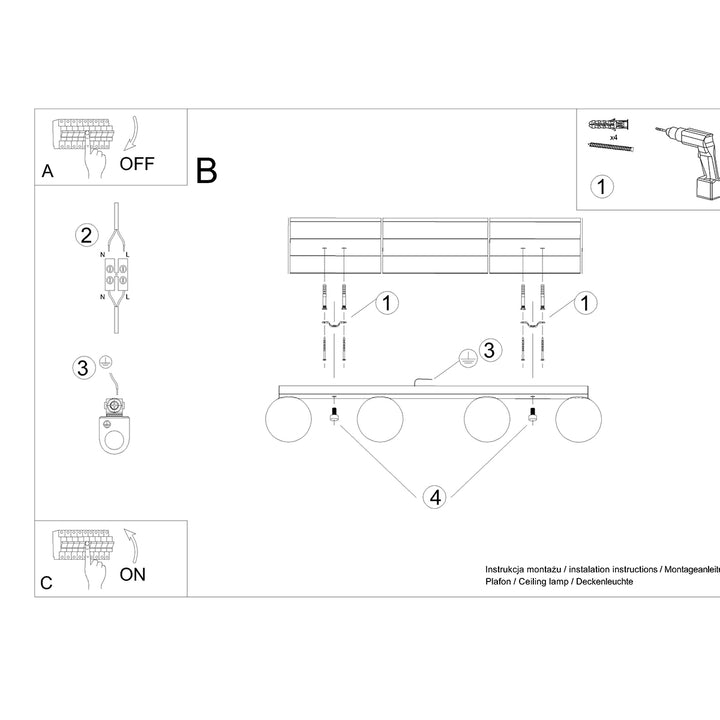 Plafoniera YOLI 4 alb SL.1149