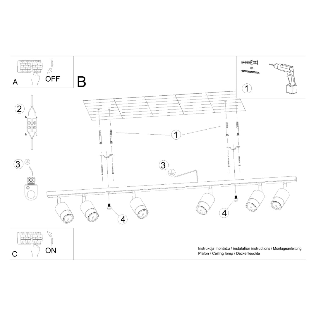 Plafoniera NERO 6 negru/auriu SL.1073