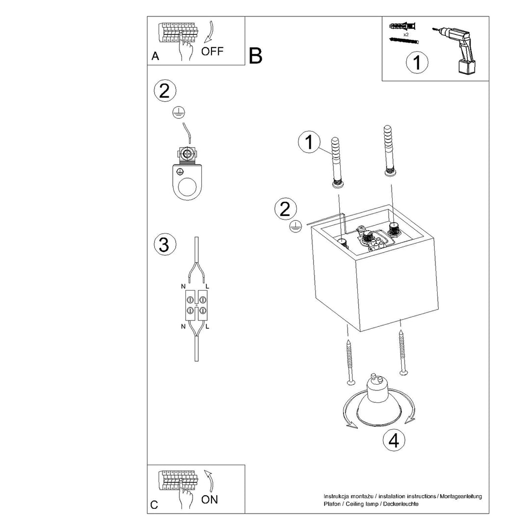 Plafoniera QUAD 1 auriu Sl.1182