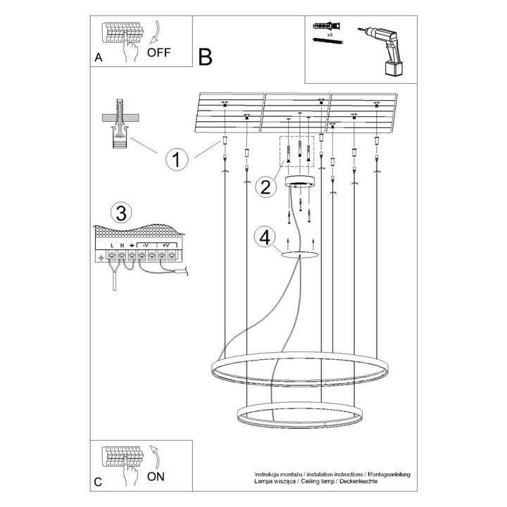 Lustra in forma de cerc RIO 2 55/78 negru LED 4000K TH.212