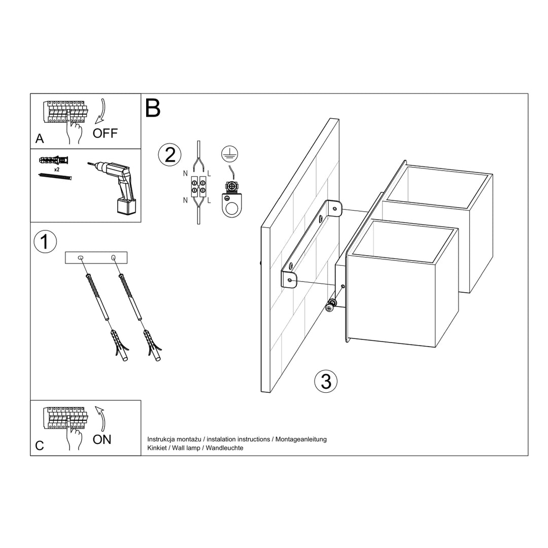 Aplica de perete QUAD 2 gri SL.0658