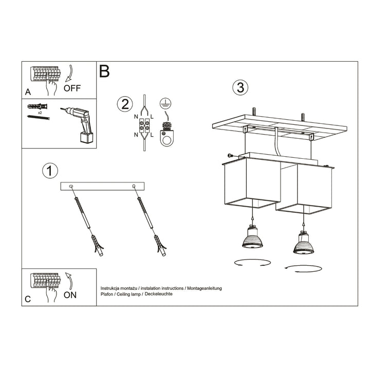 Plafoniera QUAD 2 gri SL.0064