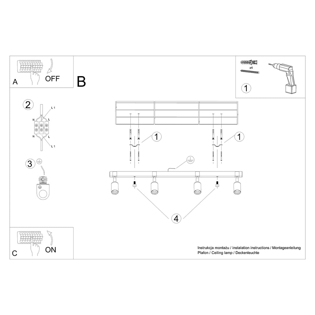 Plafoniera ZUCA 4 negru SL.1298