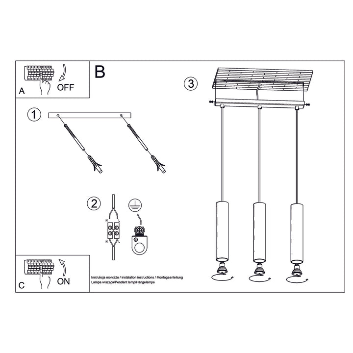 Lampa suspendata LAGOS 3 auriu lustruit SL.1201