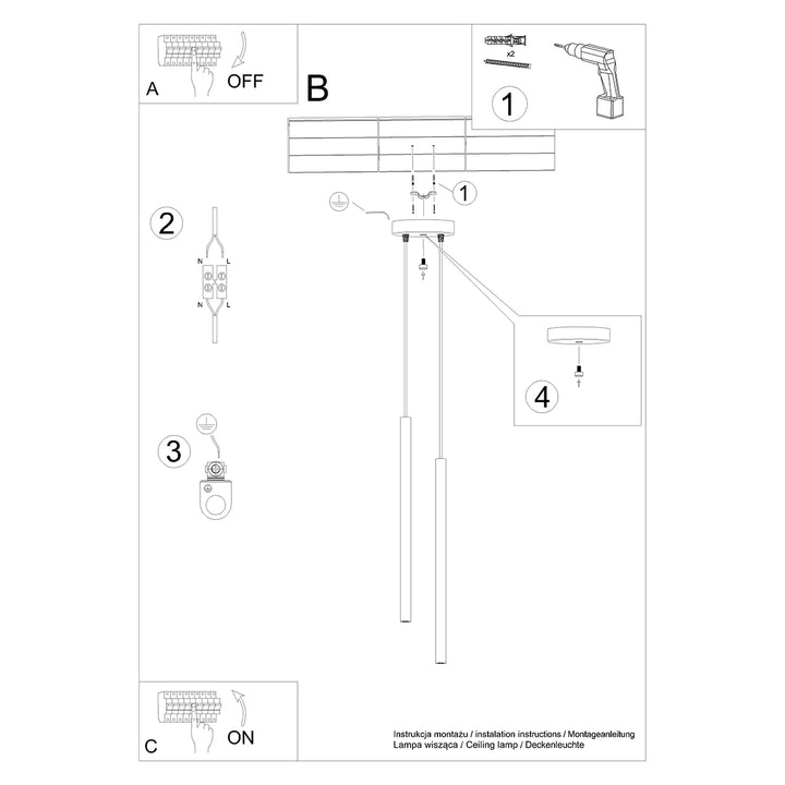 Lampa suspendata PASTELO 2 negru SL.1304