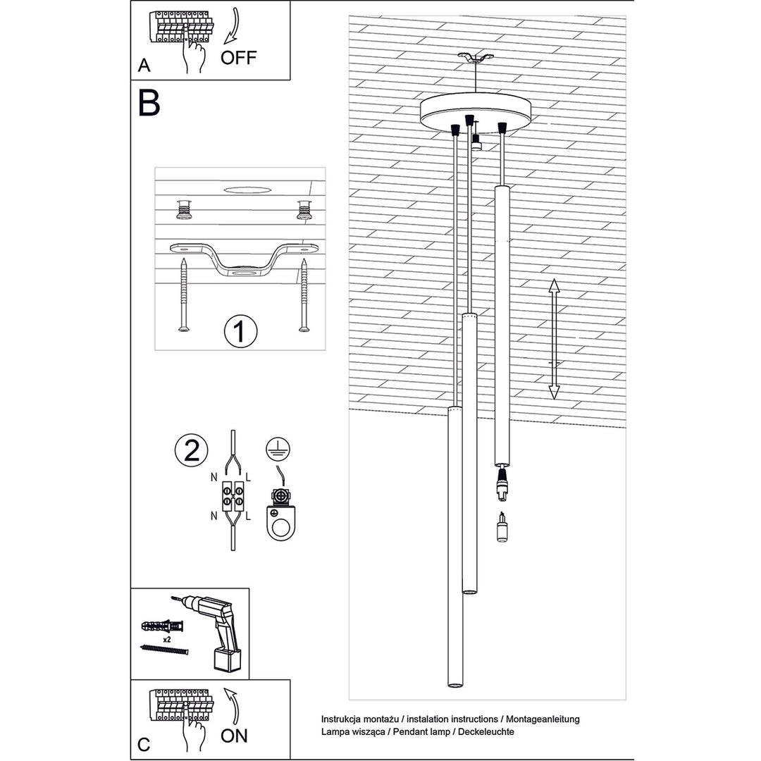 Lampa suspendata PASTELO 3P auriu SL.1172