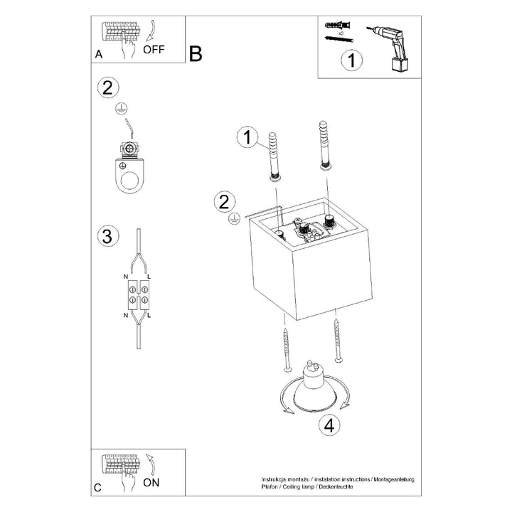 Plafoniera QUAD 1 gri SL.0024