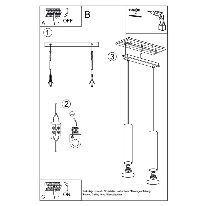 Lampa suspendata LAGOS 2 auriu lustruit SL.1241