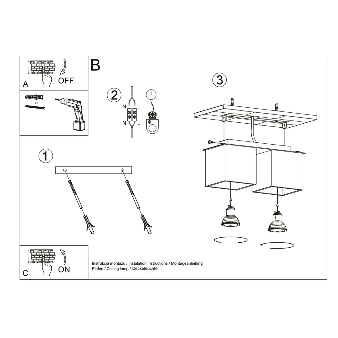 Plafoniera QUAD 2 negru SL.0063