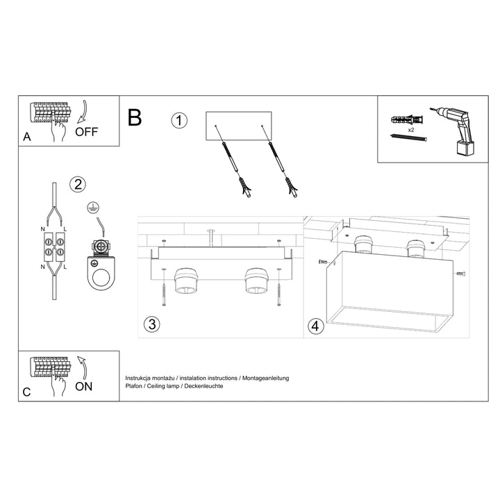 Plafoniera QUAD alb SL.0380