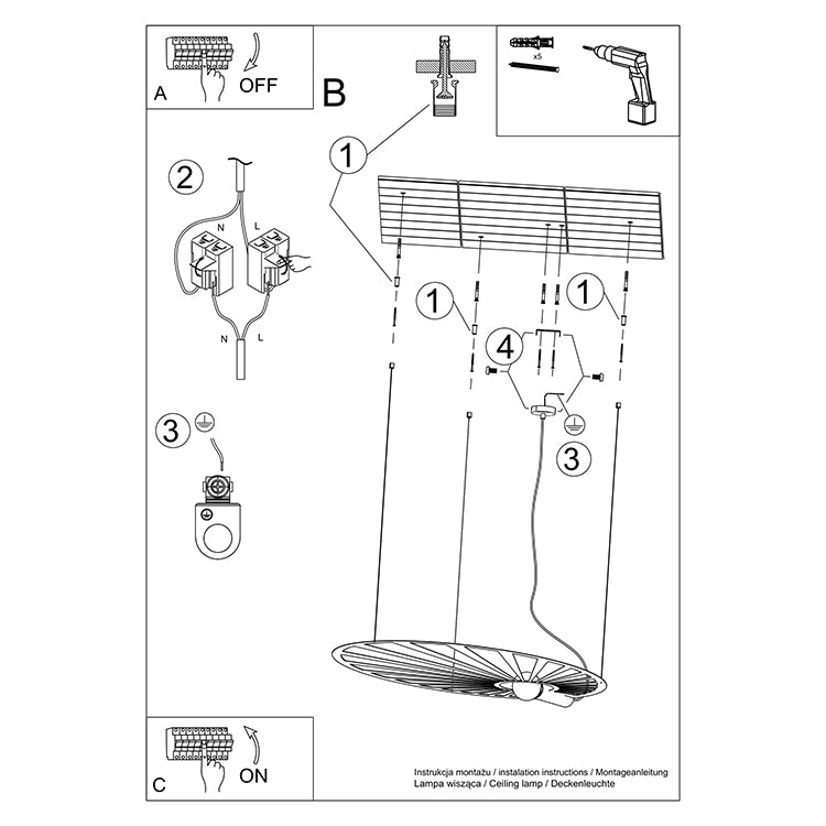 Lampa suspendata LEHDET negru TH.001CZ