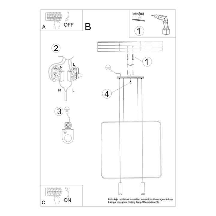 Lampa suspendata RANA 2 negru TH.019CZ