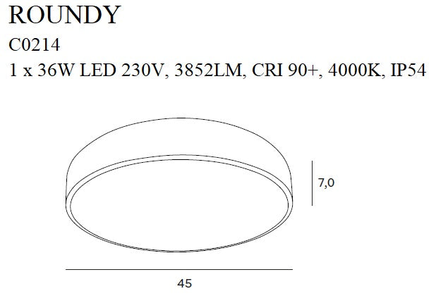 Plafoniera Roundy neagra Ip54 Maxlight C0214