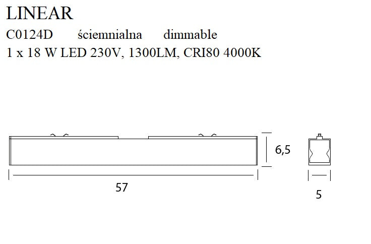 Plafoniera Linear alba 18w 4000k dimabila Maxlight C0124d