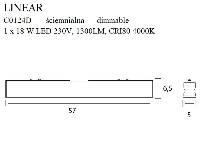 Plafoniera Linear alba 18w 4000k dimabila Maxlight C0124d