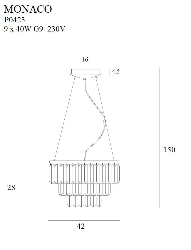 Candelabru Monaco auriu diametru 42 Cm Maxlight P0423