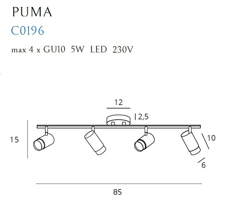 Plafoniera Puma 4 xGu10 Maxlight C0196