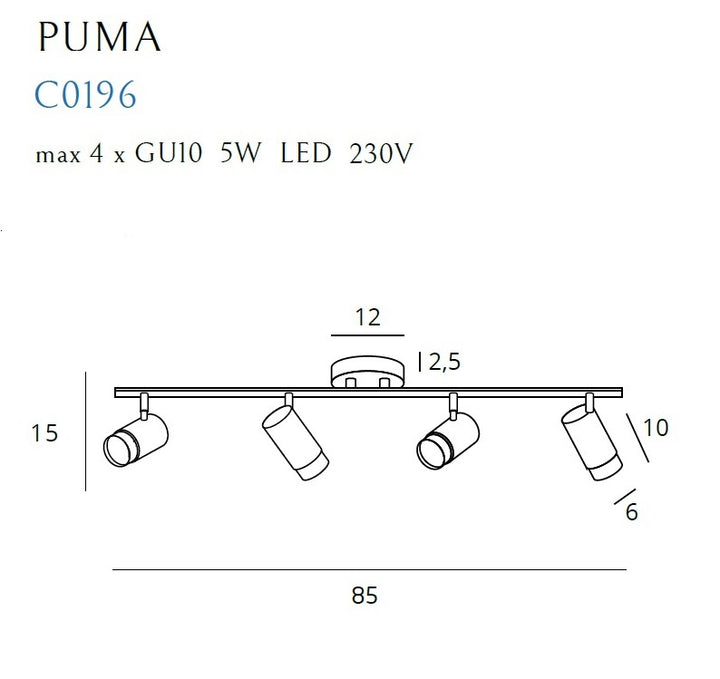 Plafoniera Puma 4 xGu10 Maxlight C0196