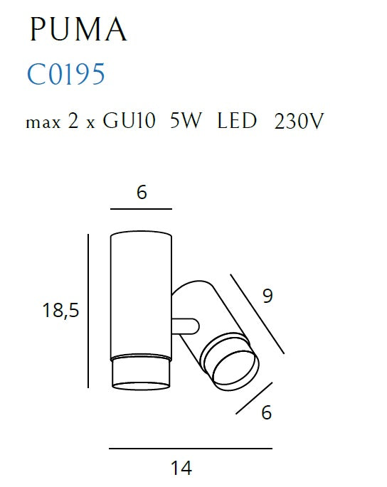 Spot cu baza Puma 1 Gu10 Maxlight C0195