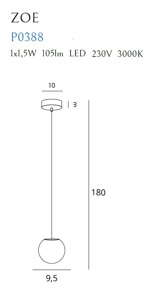 Pendul Zoe 1x1,5w cromat Maxlight P0388