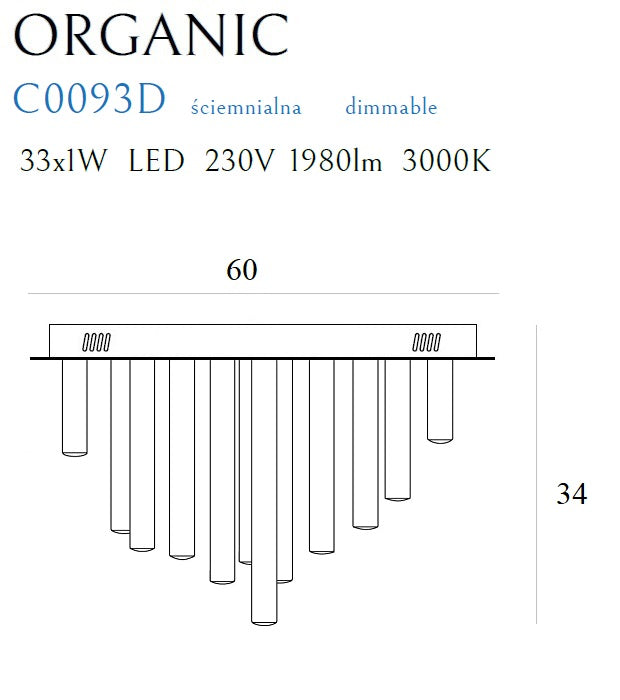 Plafoniera Organic 33 x 1W finisaj cupru dimabila Maxlight C0093d