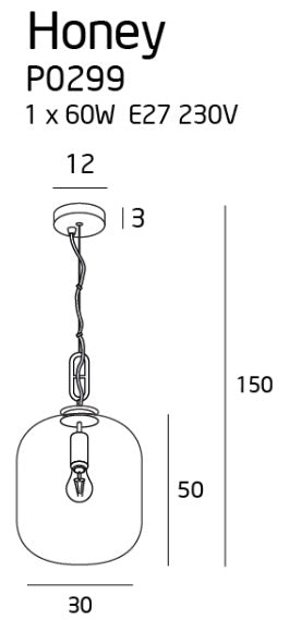 Pendul Honey Amber diametru 30 cm Maxlight P0299