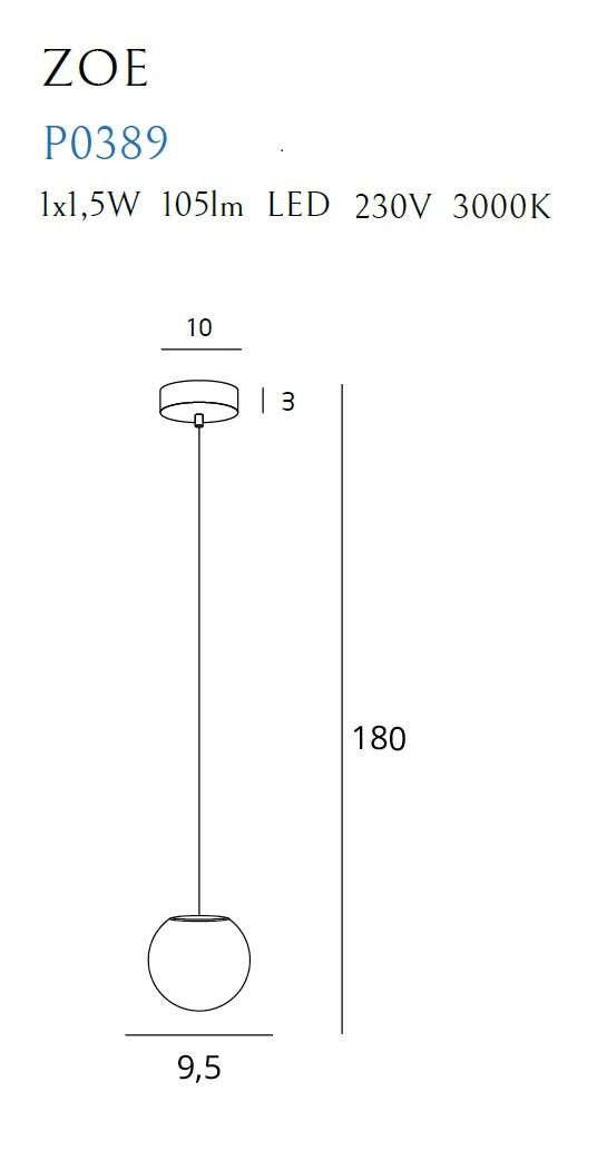 Pendul Zoe 1x1,5w auriu Maxlight P0389