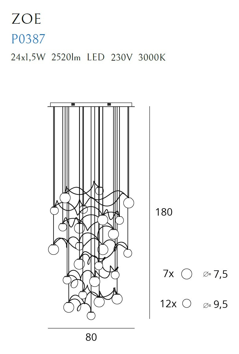 Candelabru Zoe 24 lumini x1,5w auriu Maxlight P0387