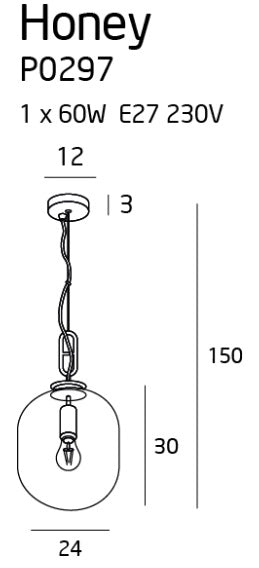 Pendul Honey Amber diametru 24 cm Maxlight P0297