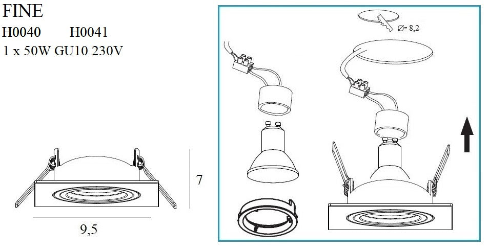 Spot incastrat Fine Metal Maxlight H0040