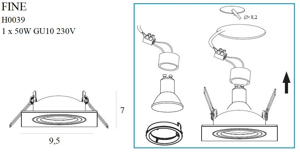 Spot incastrat Fine alb Maxlight H0039