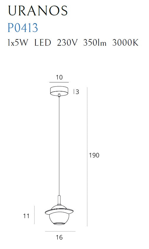 Pendul Uranos alb Maxlight P0413