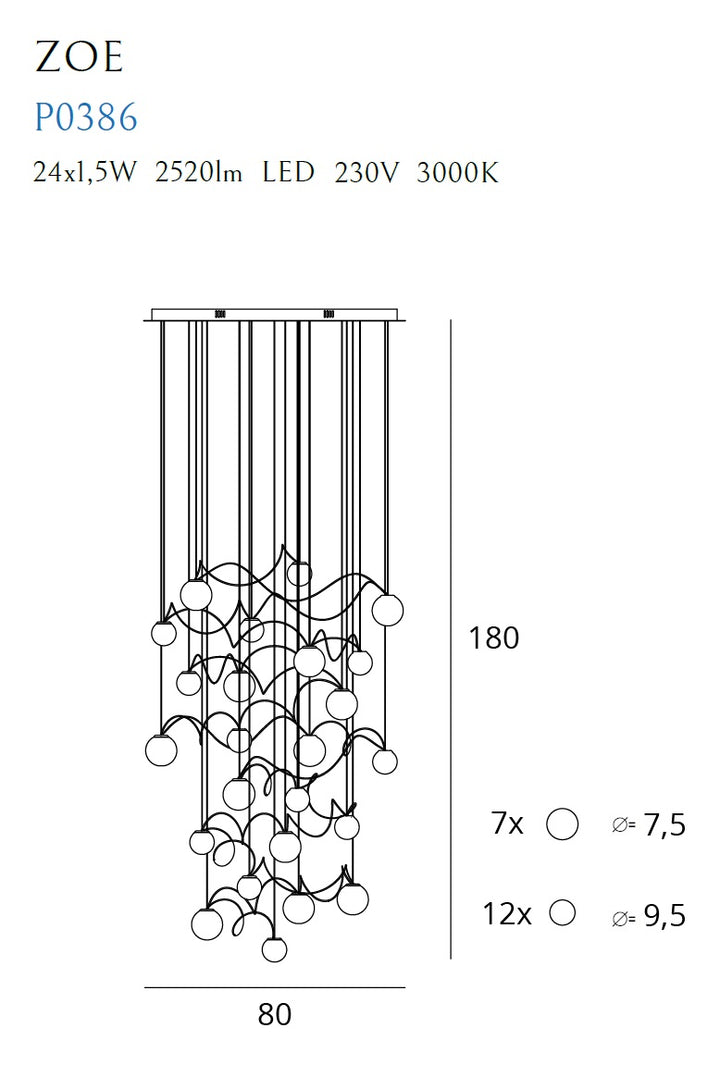 Candelabru Zoe 24 lumini x1,5w cromat Maxlight P0386