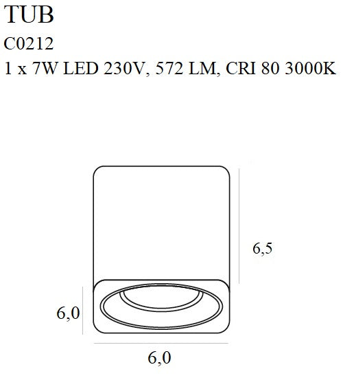 Spot aplicat Tub compatibil cu inele decorative Rc0155/C0156 Maxlight C0212