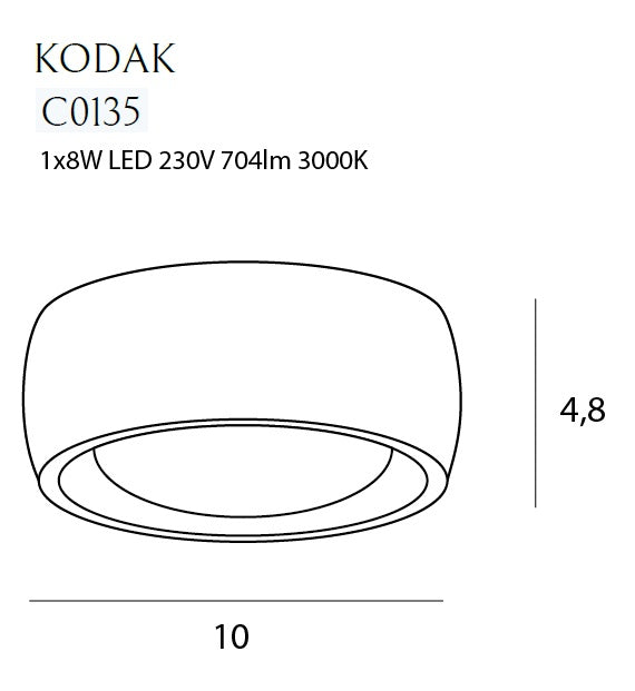 Plafoniera Kodak Ii alba 8w Maxlight C0135