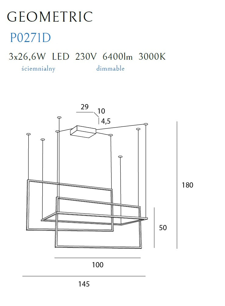 Lustra tip cadru led iluminat GEOMETRIC Maxlight P0271D