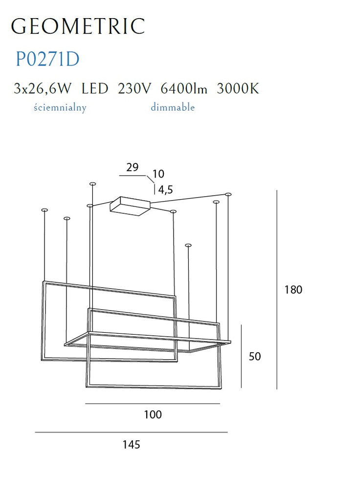 Lustra tip cadru led iluminat GEOMETRIC Maxlight P0271D