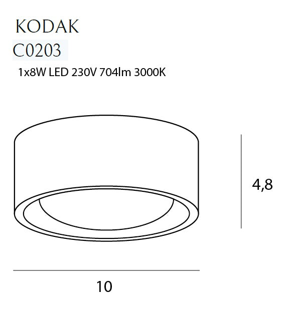 Plafoniera Kodak I neagra 8w Maxlight C0203