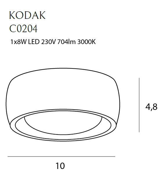 Plafoniera Kodak Ii neagra 8w Maxlight C0204